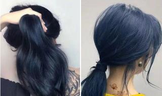 染蓝黑色头发,不漂的话,能维持多久,掉色后是什么颜色 蓝黑色头发图片